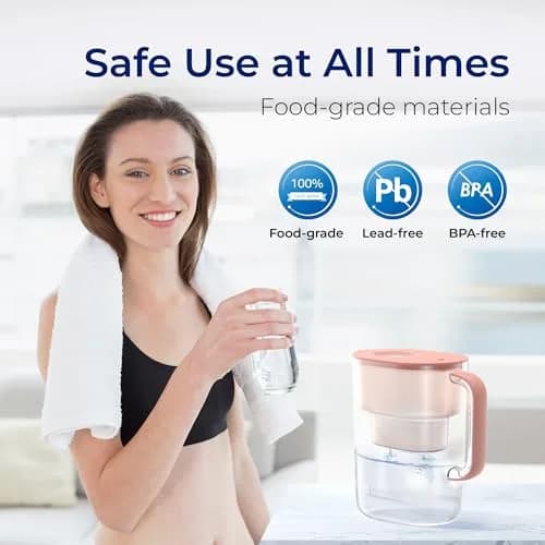 Waterdrop PT-07R Water Filter Pitcher 10-Cup 200 Gallons Pink | NSF Certified for PFOA/PFOS Reduction thumbnail 8
