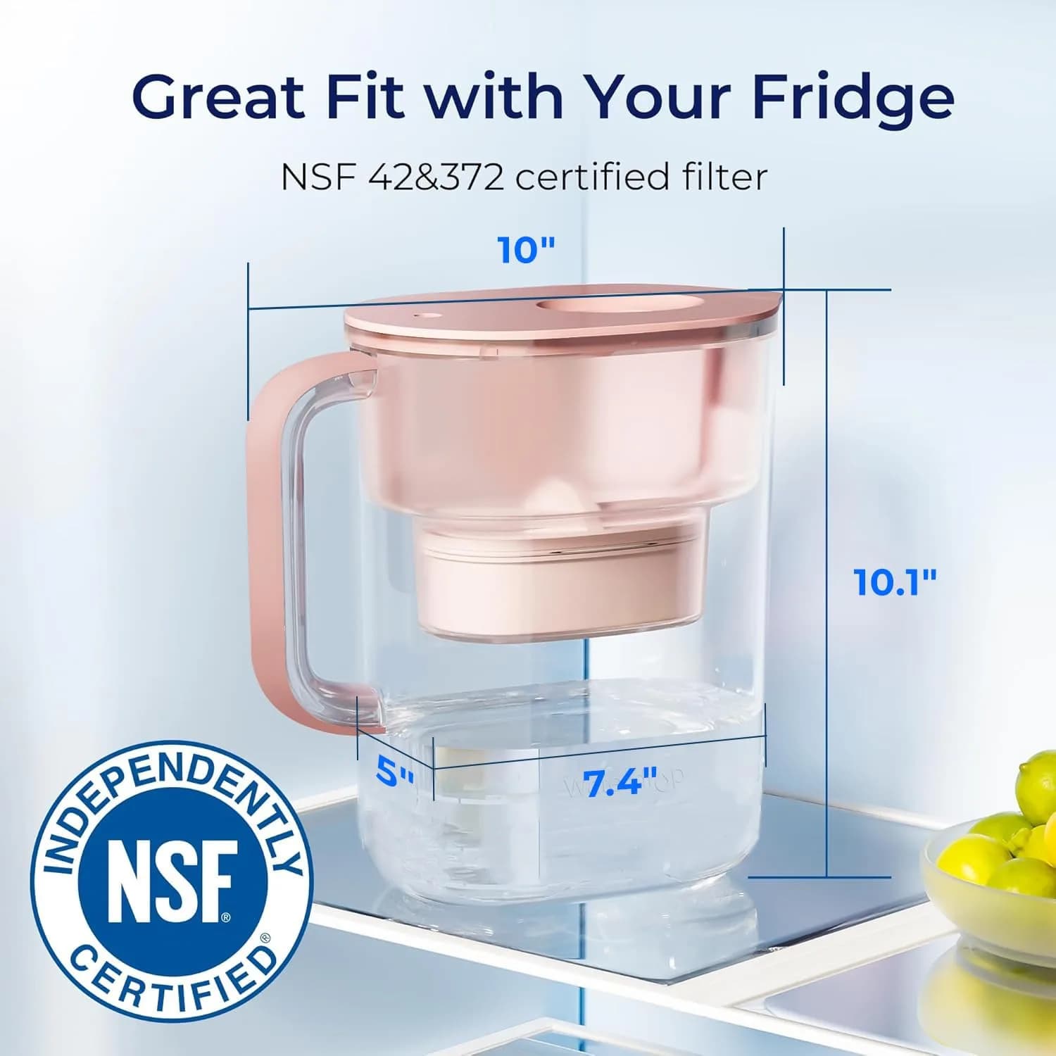 Waterdrop PT-07R Water Filter Pitcher 10-Cup 200 Gallons Pink | NSF Certified for PFOA/PFOS Reduction - view 2