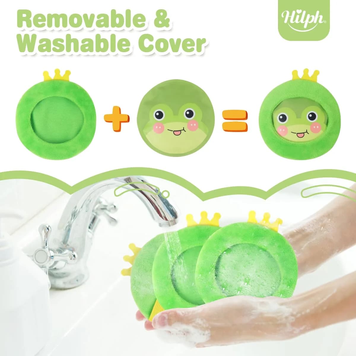 Hilph Kids Ice Packs with Frog Sleeves: 3 Reusable Gel Hot Cold Packs for Toddlers & Babies - view 2