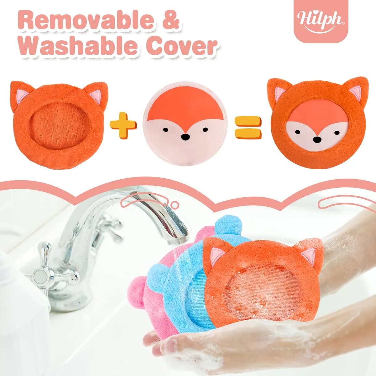 Hilph Kids Ice Packs 3 Pack - E-Fox, Hippo & Bear Designs | Reusable Gel Hot Cold Packs for Toddlers & Babies - view 3