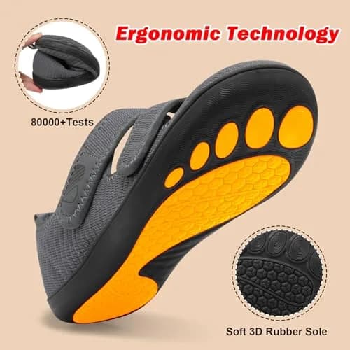 Besroad Women’s Wide Toe Box Walking Shoes Adjustable Diabetic Sneakers 8 Wide Dark Grey | Indoor Outdoor Comfort thumbnail 6