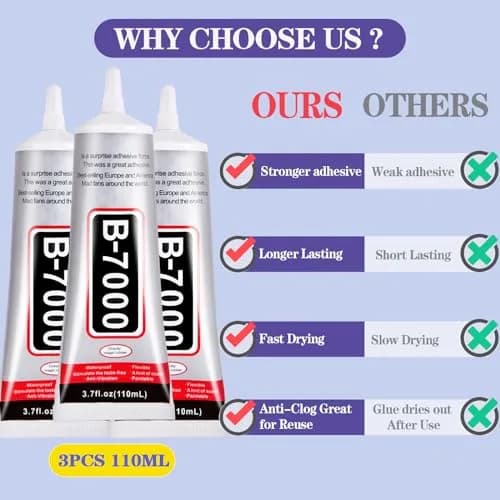 FITTDYHE B7000 Clear Adhesive Glue 330ml (2x110ml) | Multipurpose Gel for Jewelry, Crafts, Phone Repair thumbnail 3