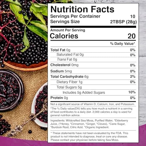 WELLNESS LABSRX Irish Sea Moss Gel Superfood Elderberry Flavor 296ml (10 Fl Oz) | Nutrient-Rich Superfood thumbnail 4