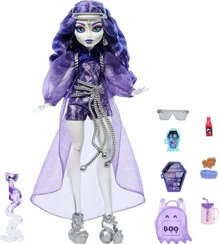 Monster High Spectra Vondergeist Doll with Pet Ferret Rhuen & 7 Accessories | Ages 4+ thumbnail 1