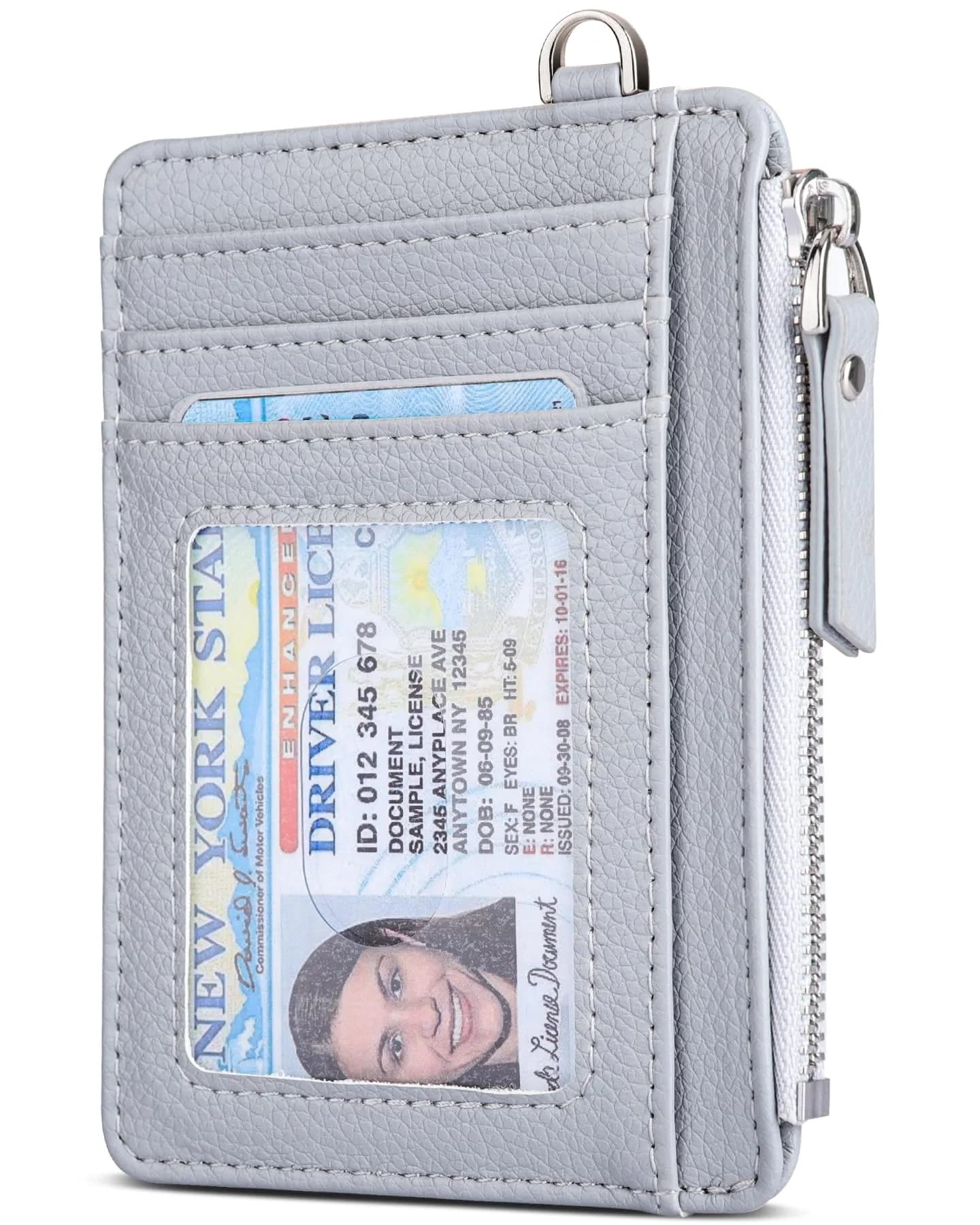 Teskyer Slim RFID Wallet for Women, Grey | Compact Card Holder with Zip Pocket — Grey