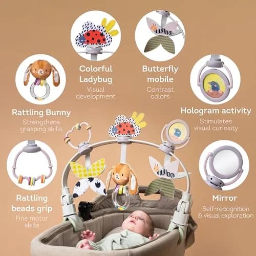 Taf Toys Baby Stroller Arch Toy, 6 Sensory Activities, Adjustable, Fits Car Seat & Bouncer, 0-18 Months | Developmental Play thumbnail 4