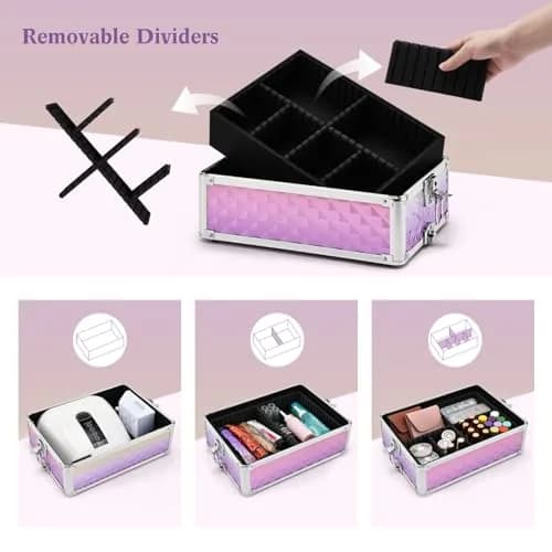 Yueieoun Makeup Case on Wheels, 4-in-1 Rolling Trolley, Gradient Purpple | Professional Makeup Travel Cart thumbnail 5