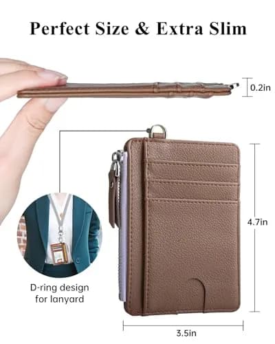 Teskyer Slim RFID Wallet for Women, Small Card Holder with Zip Pocket | Compact, RFID-Blocked, Stylish thumbnail 6