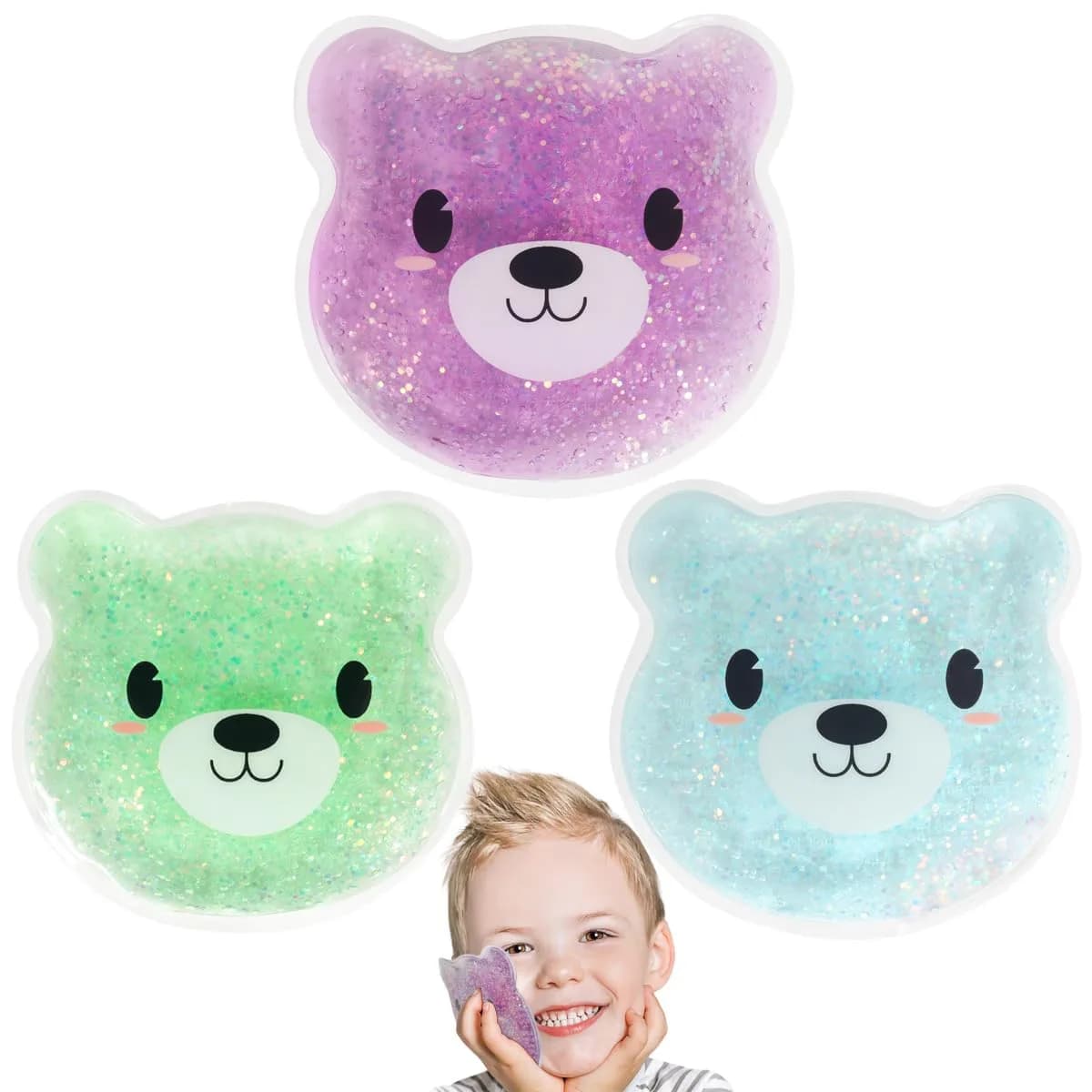 Hilph Kids C-3 Bears Soft Flexible Gel Ice Packs for Boo Boos, Fevers & Injuries (3 Count) - main product image