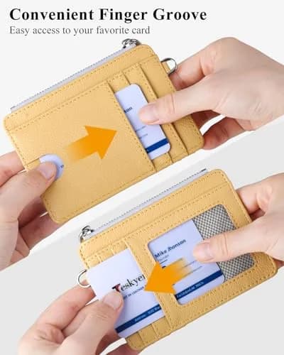 Teskyer Slim RFID Wallet for Women, Small Card Holder with Zip Pocket | Compact, RFID-Blocking, Faux Leather thumbnail 4