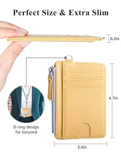 Teskyer Slim RFID Wallet for Women, Small Card Holder with Zip Pocket | Compact, RFID-Blocking, Faux Leather thumbnail 5