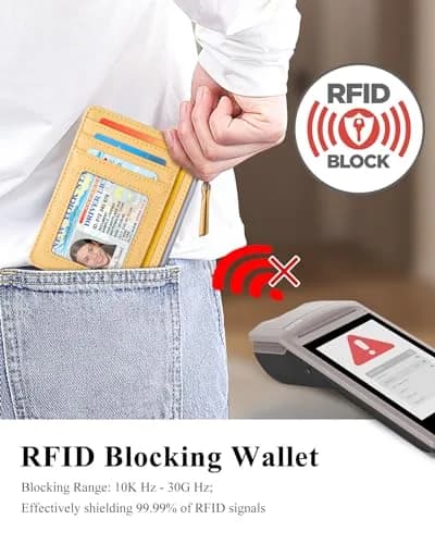 Teskyer Slim RFID Wallet for Women, Small Card Holder with Zip Pocket | Compact, RFID-Blocking, Faux Leather thumbnail 6