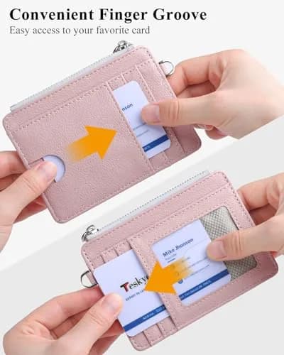 Teskyer Slim RFID Wallet for Women, Small Card Holder with Zip Pocket | Compact, RFID Blocking & Stylish thumbnail 4