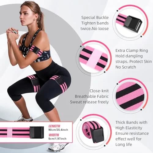 ROSYQUARZ Blood Flow Restriction Bands 2 Pack | Adjustable BFR Training for Muscle Building & Fat Loss thumbnail 4