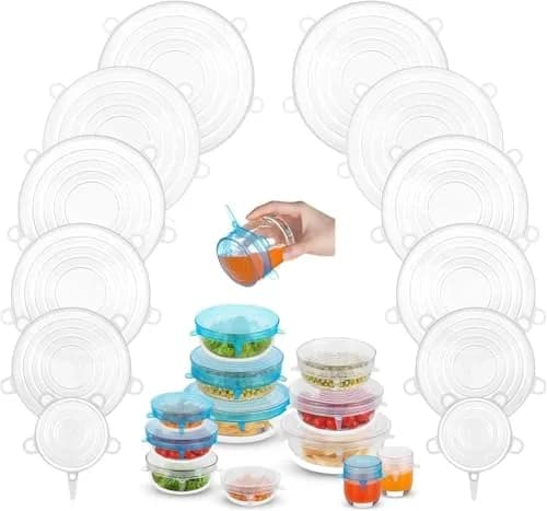 DAILY KISN Silicone Stretch Lids 12PCS | Reusable Food Covers for Bowls & Containers thumbnail 1