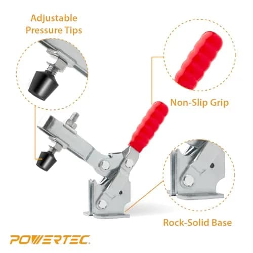 POWERTEC 4PK Vertical Toggle Clamps 500 lbs Capacity | Secure Hold Down for Woodworking Jigs & Fixtures thumbnail 5