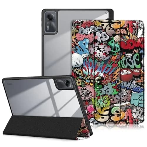 DingGuagua Case for Xiaomi Redmi Pad SE 11 inch Shockproof Cover | Auto Wake/Sleep, Transparent Back, Graffiti Design thumbnail 1
