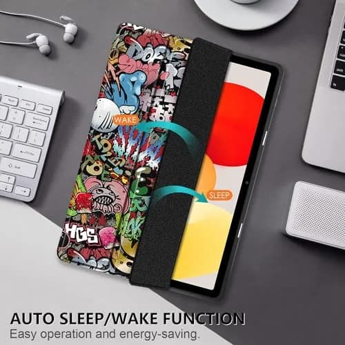 DingGuagua Case for Xiaomi Redmi Pad SE 11 inch Shockproof Cover | Auto Wake/Sleep, Transparent Back, Graffiti Design thumbnail 4