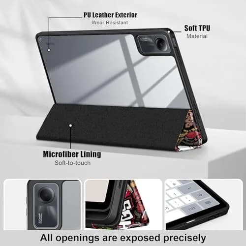 DingGuagua Case for Xiaomi Redmi Pad SE 11 inch Shockproof Cover | Auto Wake/Sleep, Transparent Back, Graffiti Design thumbnail 3