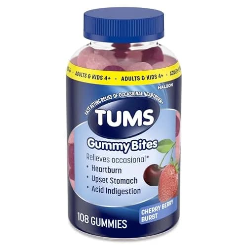 TUMS Gummy Bites Antacid Tablets Cherry Berry Burst 108 Count | Fast-Acting Relief for Occasional Heartburn thumbnail 1