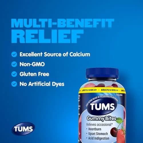 TUMS Gummy Bites Antacid Tablets Cherry Berry Burst 108 Count | Fast-Acting Relief for Occasional Heartburn thumbnail 5