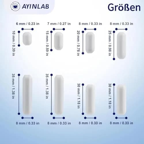 AYINLAB PTFE Magnetic Stir Bar Set 8pcs (10mm-35mm) | Lab Stirring Rods for Magnetic Stirrers thumbnail 2