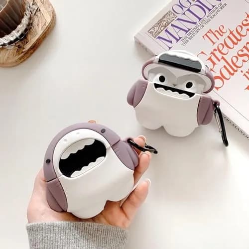 LiWerlly Cute Shark Case for Airpod Pro 2/1 Gen | Cartoon Silicone Cover, Soft & Durable, Compatible with Apple Airpods Pro 2022/2023 thumbnail 4