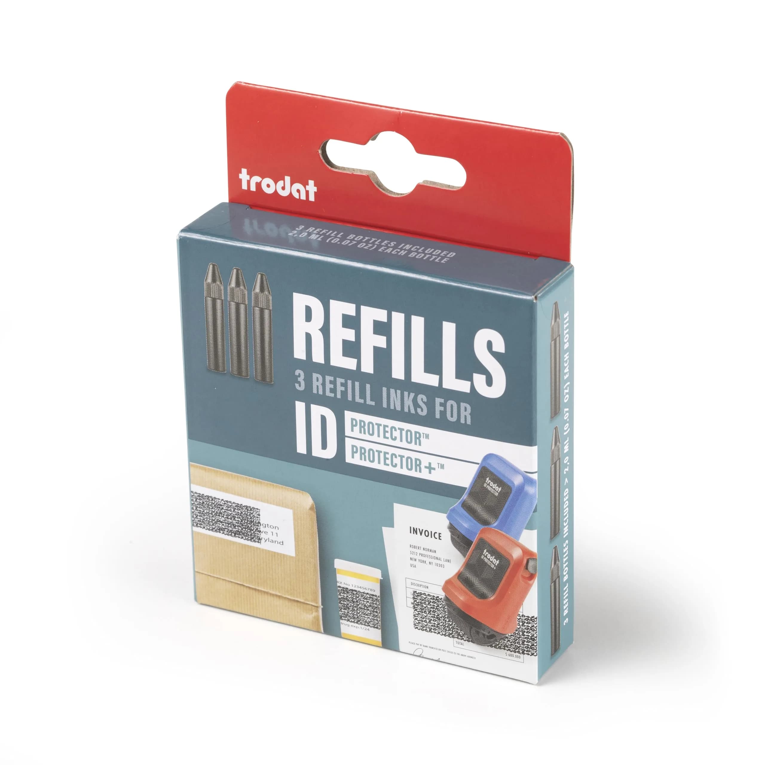 Trodat Refill Inks for ID Protector+ & ID Protector Roller Stamp 2ml Black Ink (3-Pack)