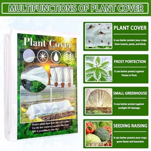 Kijamilee Plant Covers Freeze Protection 10FT x 50FT | Reusable Frost Cloths for Outdoor Plants thumbnail 2