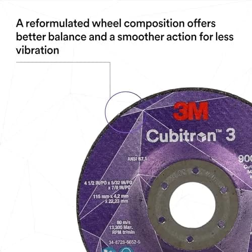 3M Cubitron 3 Cut and Grind Wheel, 36+ Grit, T27, 7 in x 5/32 in x 7/8 in | Long-lasting ceramic abrasive thumbnail 6