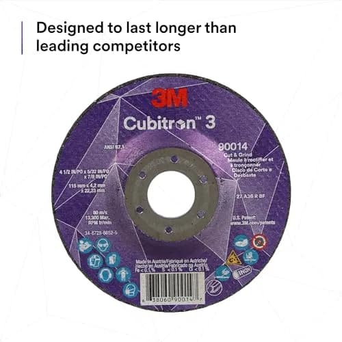 3M Cubitron 3 Cut and Grind Wheel, 36+ Grit, T27, 7 in x 5/32 in x 7/8 in | Long-lasting ceramic abrasive thumbnail 7