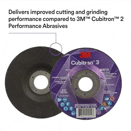 3M Cubitron 3 Cut and Grind Wheel, 36+, T27, 9 in x 1/8 in x 7/8 in, Longer Life thumbnail 5