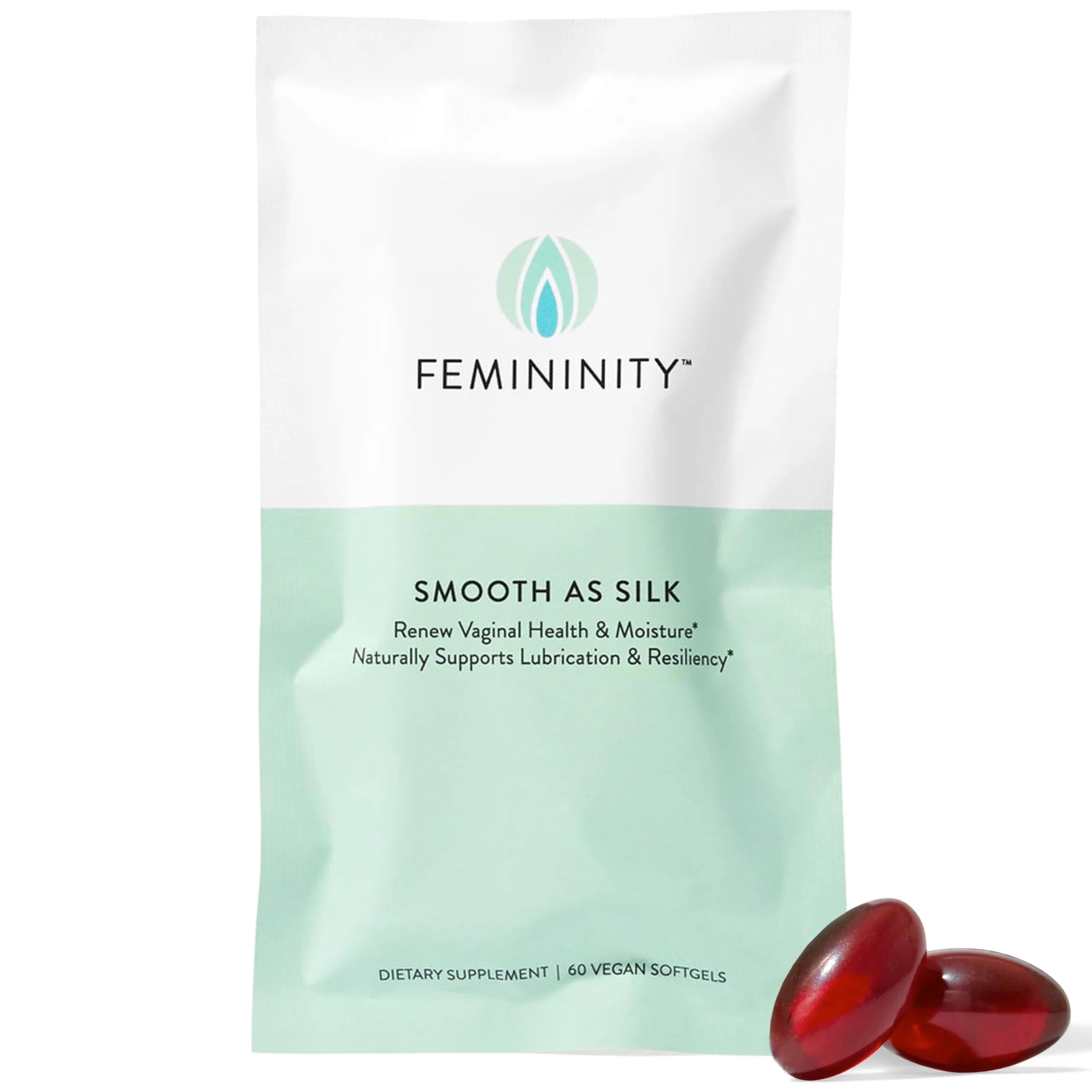 Femininity Softgels for Vaginal Dryness 60 Softgels | Omega 7 & Essential Fatty Acids Support — Refill Sachet (60 Softgels)