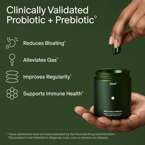 Seed DS-01 Daily Synbiotic Adult Probiotic + Prebiotic 60 Capsules (1.7 oz) | Clinically Validated Gut Health thumbnail 2