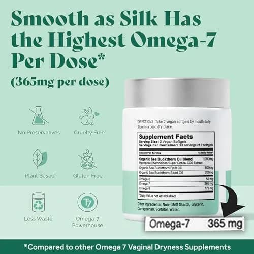 Femininity Softgels for Vaginal Dryness 60 Count | Omega 7 & Organic Sea Buckthorn thumbnail 5