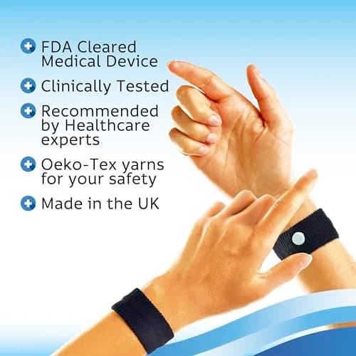 Sea-Band Anti-Nausea Acupressure Wristbands, 1 Pair, Black | Clinically Proven Drug-Free Nausea Relief thumbnail 2