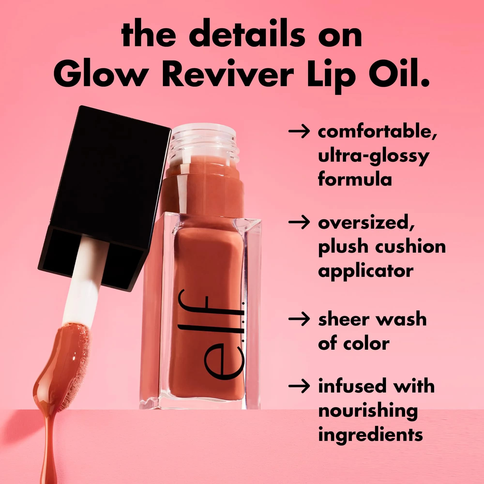 e.l.f. Glow Reviver Lip Oil Jam Session 7.6ml (0.25 Fl Oz) | Hydrating Tinted Gloss with Minty Scent - view 4