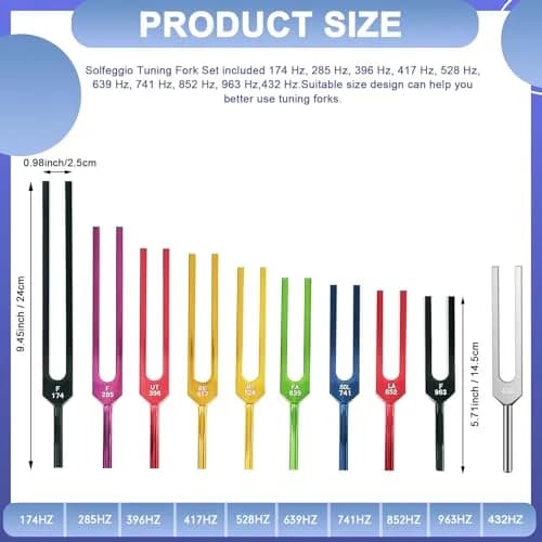 TENFLY Solfeggio Tuning Fork Set 10-Piece Aluminum Alloy with Gift Box | Accurate Frequencies for Sound Therapy thumbnail 4