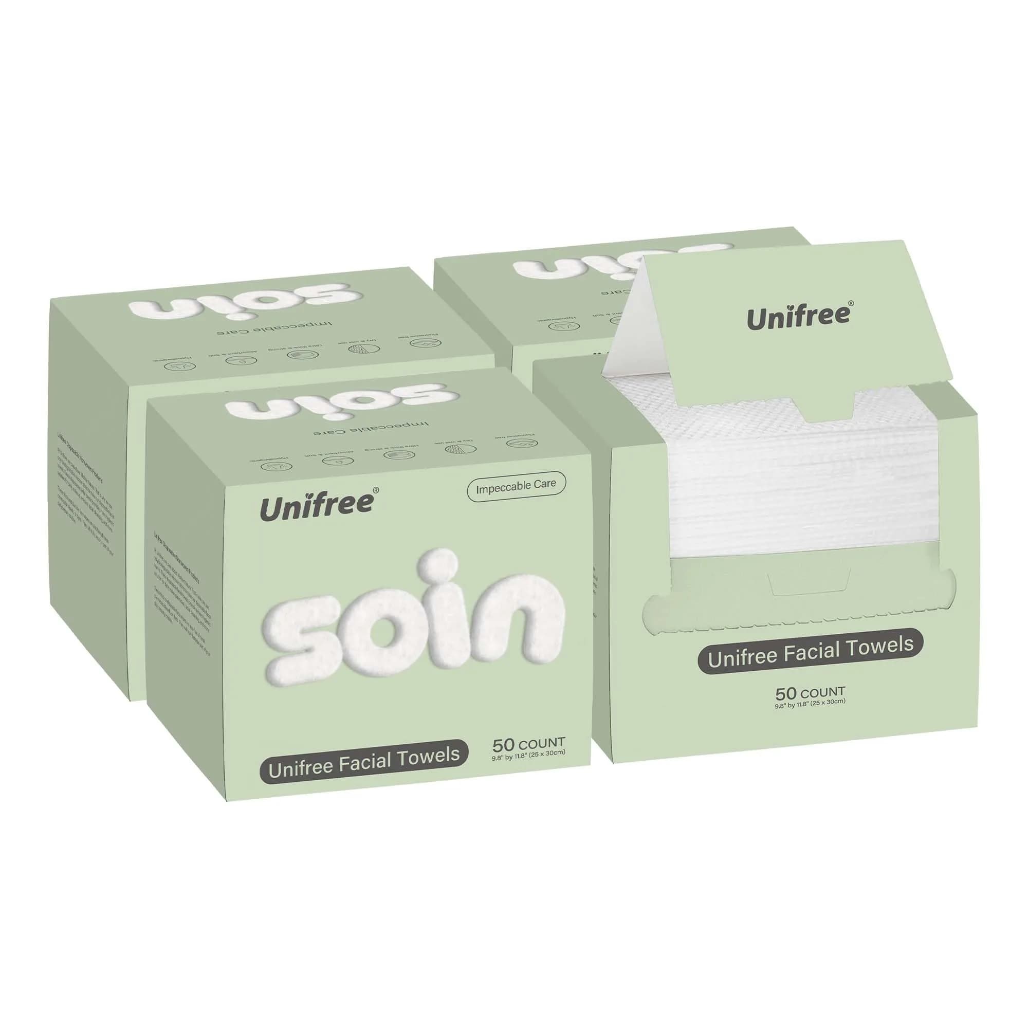 UNIFREE Disposable Face Towels XL | 200 Count, Biobased, Soft & Absorbent for Sensitive Skin - main product image