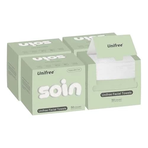 UNIFREE Disposable Face Towels XL | 200 Count, Biobased, Soft & Absorbent for Sensitive Skin thumbnail 1