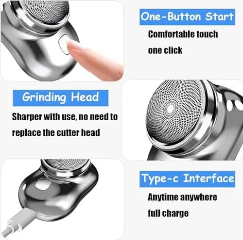 KRRHUEO Zao Mini Shaver for Men, Black, 30 Min Fast Charge | 7200rpm Turbo Whirl Blade thumbnail 6