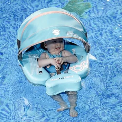Luckclubtojoy Mambobaby Float Non-Inflatable Baby Pool Float with UPF 50+ Canopy and Tail | Full Protection for Babies 3-24 Months thumbnail 5