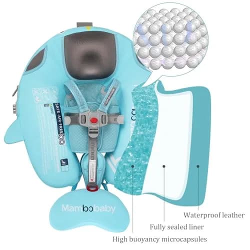 Luckclubtojoy Mambobaby Float Non-Inflatable Baby Pool Float with UPF 50+ Canopy and Tail | Full Protection for Babies 3-24 Months thumbnail 3