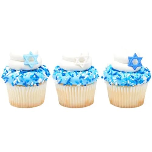 It Was All A Dream Shop Star of David Edible Sugar Decorations 6 pcs | Edible Hanukkah Cake Toppers thumbnail 2