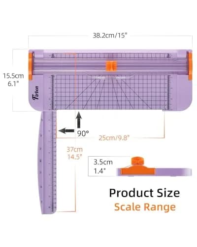 Firbon A4 Paper Cutter 12 Inch Rotary Trimmer with Extended Ruler, Light Purple | Cuts 12 Sheets, CM & Inch Scale, Safe Blade thumbnail 2