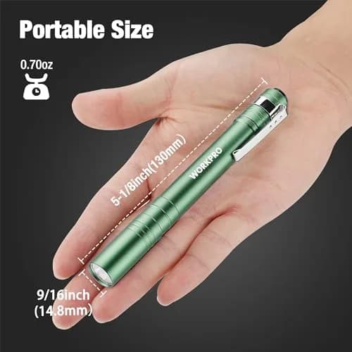 WORKPRO LED Pen Light 4-Pack Green | Pocket Flashlight with Clip & 2AAA Batteries Included thumbnail 2