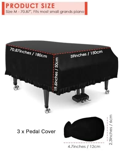 TINDTOP Grand Piano Cover, Velvet Dustproof Baby Piano Cover 180cm x 150cm x 50cm | Full Protection & Elegant Design thumbnail 2