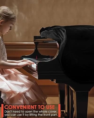 TINDTOP Grand Piano Cover, Velvet Dustproof Baby Piano Cover 180cm x 150cm x 50cm | Full Protection & Elegant Design thumbnail 3