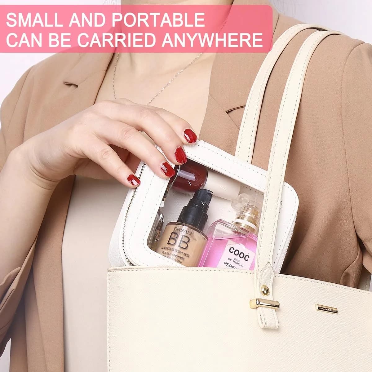 Pinkmik A/White MINI Clear Makeup Bag, TSA Approved Travel Cosmetic Case - view 2