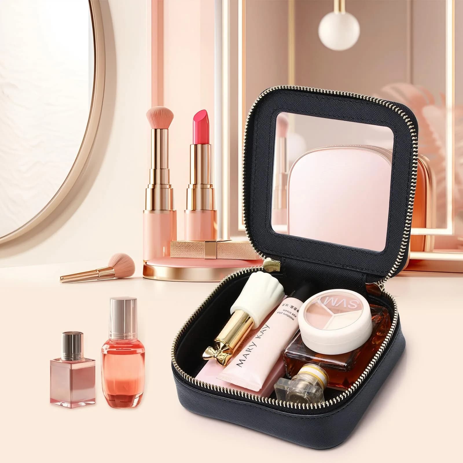 Pinkmik A/Black MINI Clear Makeup Bag - TSA Approved Travel Cosmetic Case - view 4